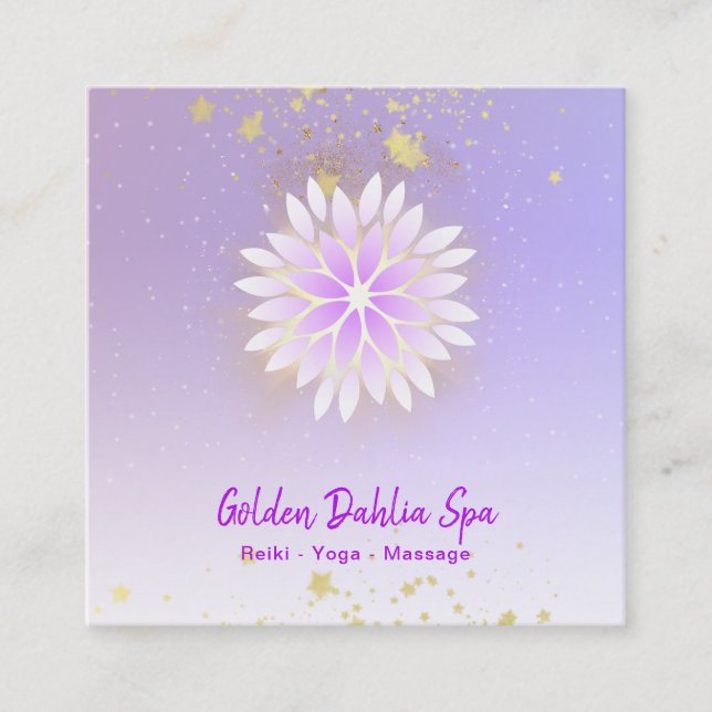*~* Dahlia Mandala Pastel Lavender Pink AP2 Square Business Card (Front)