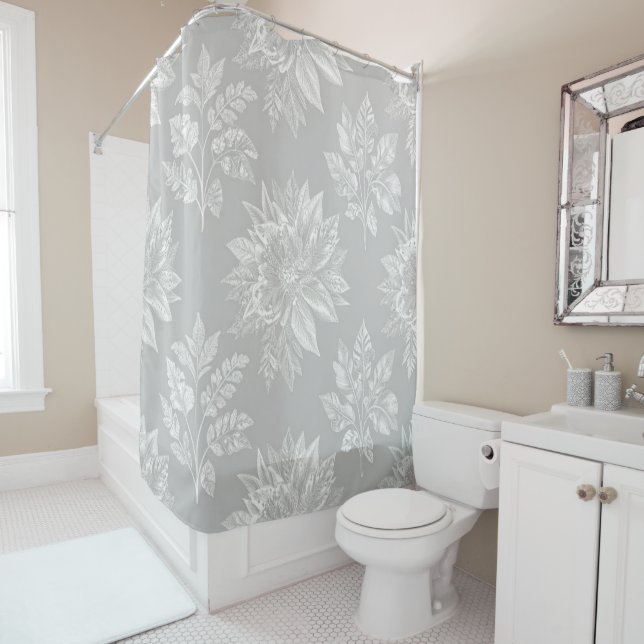 Dahlia Mist Shower Curtain (In Situ)