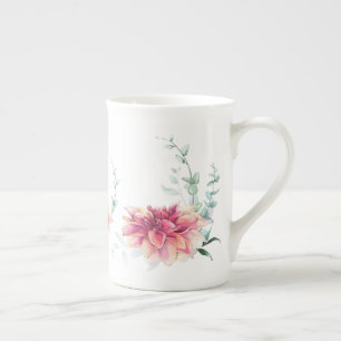 Dahlia Mystique  Watercolor Bone China Mug