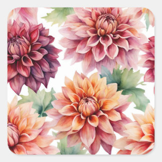 Dahlia Painting Square Sticker