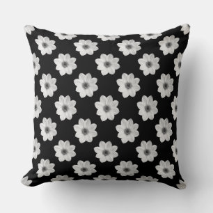 Dahlia Pattern - Black and White Cushion