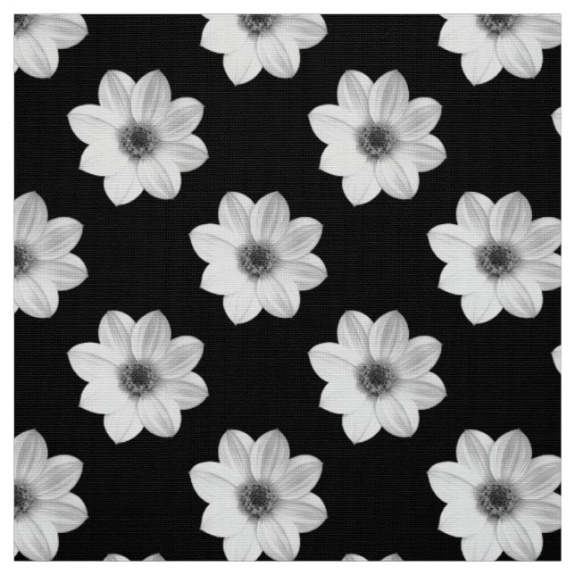 Dahlia Pattern - Black and White Fabric (Swatch)