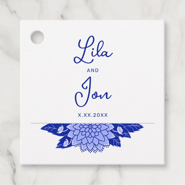 Dahlia Personalized  Wedding Favor Tags (Front)