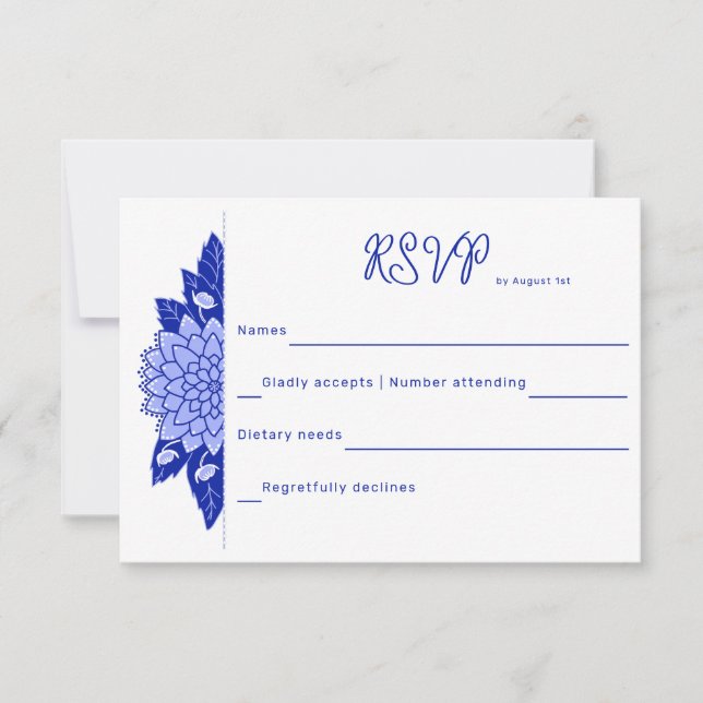 Dahlia Personalized Wedding RSVP Card (Front)