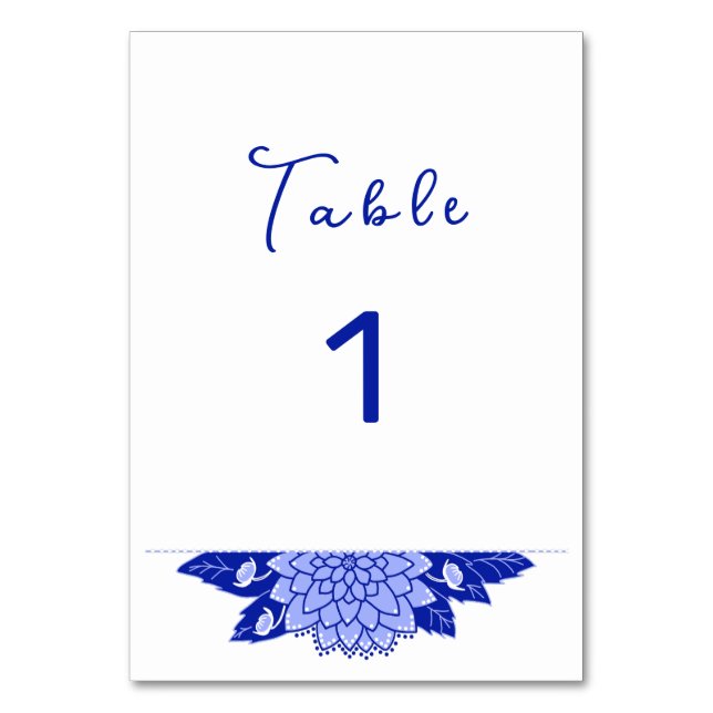 Dahlia Personalized Wedding Table Number Card (Front)