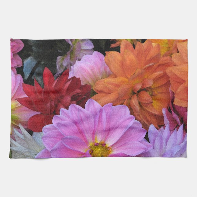 Dahlia Petals Tea Towel (Horizontal)