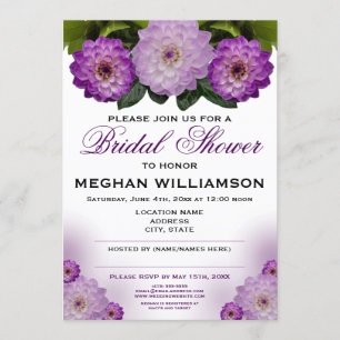 Dahlia Purple Floral Bridal Shower Invitation