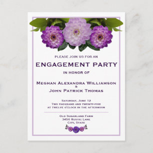 Dahlia Purple Floral Wedding Engagement Party Postcard