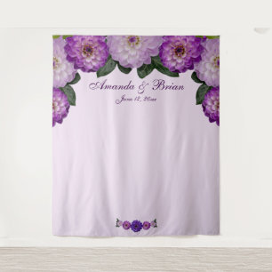 Dahlia Purple Lavender Floral Wedding Backdrop Tapestry