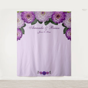 Dahlia Purple Lavender Floral Wedding Backdrop Tapestry