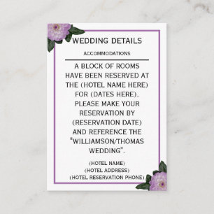 Dahlia Purple Lavender Floral Wedding Details Enclosure Card