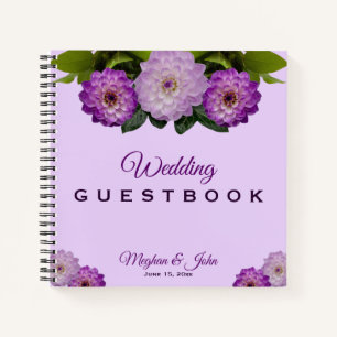 Dahlia Purple Lavender Floral Wedding Guest Book