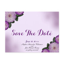 Dahlia Purple Lavender Lilac Floral Save The Date