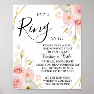 Dahlia & Roses Put a Ring bridal shower game sign
