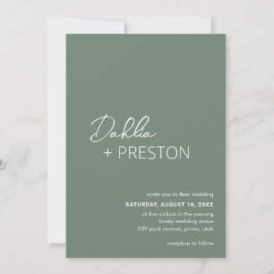 Dahlia Sage Green Contemporary Modern Wedding Invitation