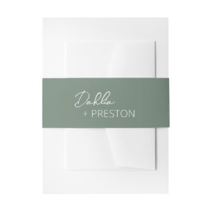 Dahlia Sage Green Contemporary Modern Wedding Invitation Belly Band