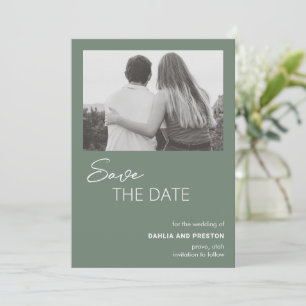 Dahlia Sage Green Contemporary Modern Wedding Save The Date