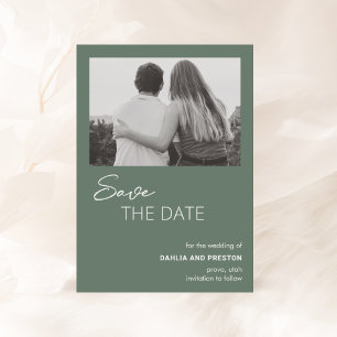 Dahlia Sage Green Contemporary Modern Wedding Save The Date