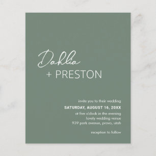 Dahlia Sage Green Modern Budget Wedding Invitation