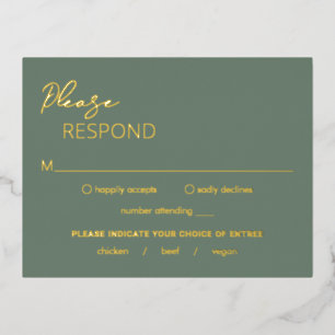Dahlia Sage Green Modern Wedding RSVP Card