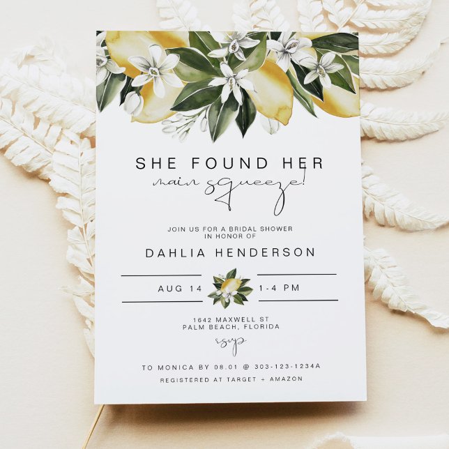 DAHLIA Summer Lemon Main Squeeze Bridal Shower Invitation (Creator Uploaded)