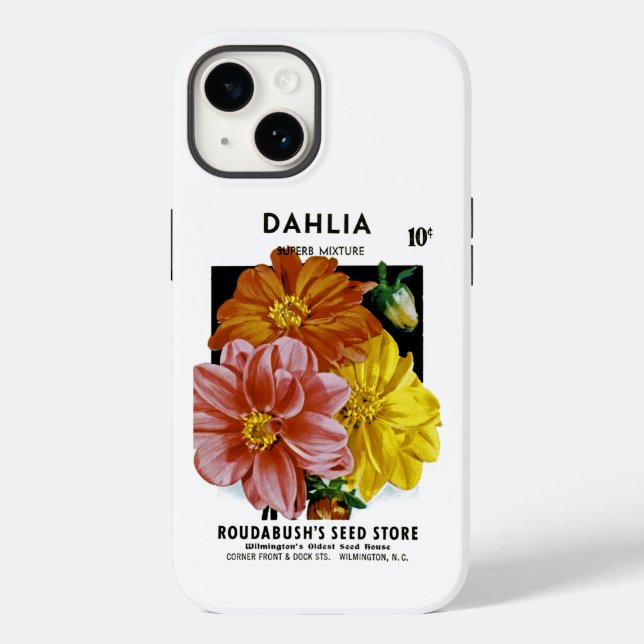 Dahlia Vintage Seed Packet Case-Mate iPhone Case (Back)