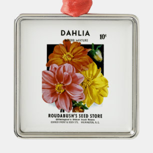Dahlia Vintage Seed Packet Metal Tree Decoration