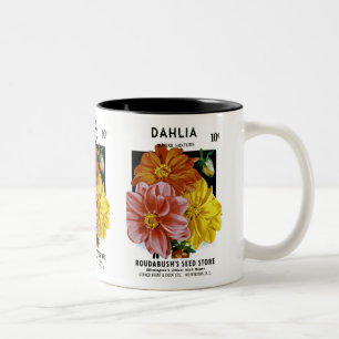 Dahlia Vintage Seed Packet Two-Tone Coffee Mug