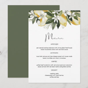 DAHLIA Watercolor Lemon Citrus Fruit Floral Menu