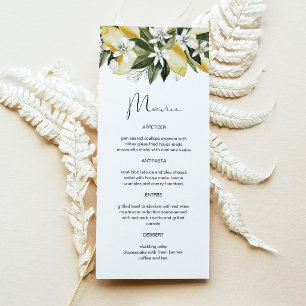 DAHLIA Watercolor Lemon Citrus Fruit Floral Menu