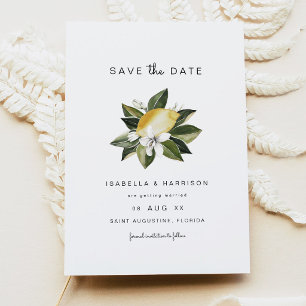 Dahlia - Watercolor Lemon Citrus White Floral Invitation
