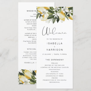 DAHLIA Watercolor Lemon Floral Lon Wedding Program Menu