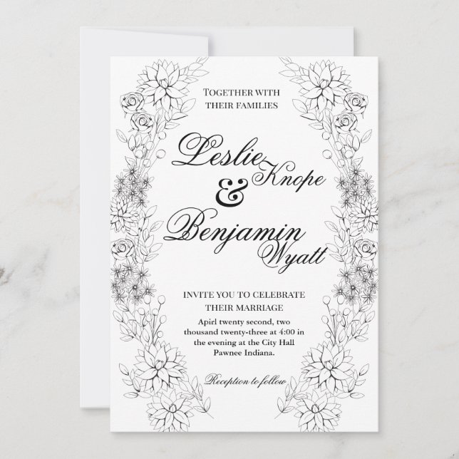 Dahlia Wreath Invitation (Front)