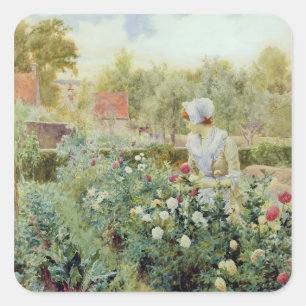 Dahlias, 1896 square sticker