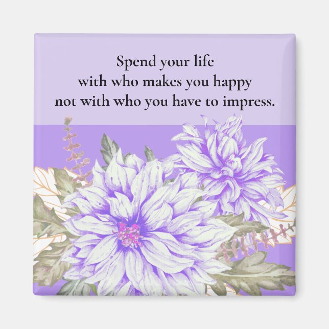 Dahlias - Amethyst Wedding Favour Magnet (Front)