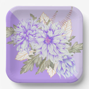 Dahlias - Amethyst Wedding Paper Plates