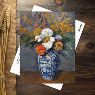 Dahlias Blue White Vase Paul Cezanne Postcard