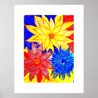 Dahlias Contrasting Wood Photo Print