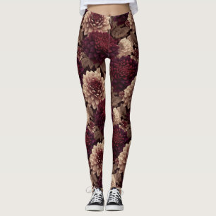 Dahlias Flower Gym Wear  Dahlias Themed Bridesmaid Leggings