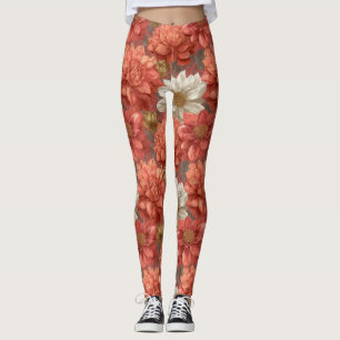 Dahlias Flower Women Active Wear Dahlias Accent  Leggings