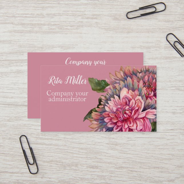 dahlias flowers business card (Front/Back In Situ)