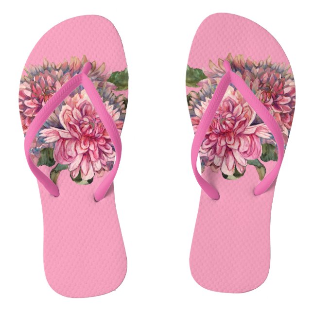 dahlias flowers flip flops (Footbed)