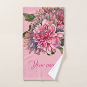 dahlias flowers hand towel