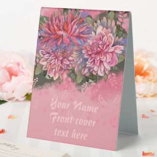 Dahlias flowers pink watercolor
