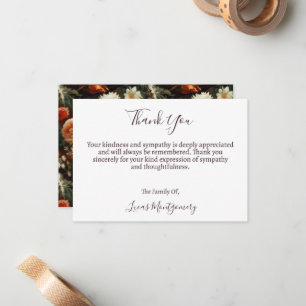 Dahlias Funeral Flower Thank You, Sympathy   Card