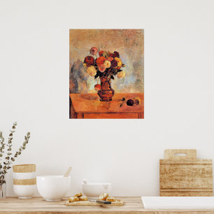 Dahlias in a Copper Vase by Gauguin Poster