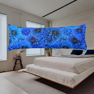Dahlias in royal blue - floral design,  body cushion