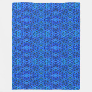 Dahlias in royal blue - floral design, fleece blanket