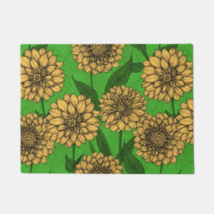 Dahlias in yellow and green doormat