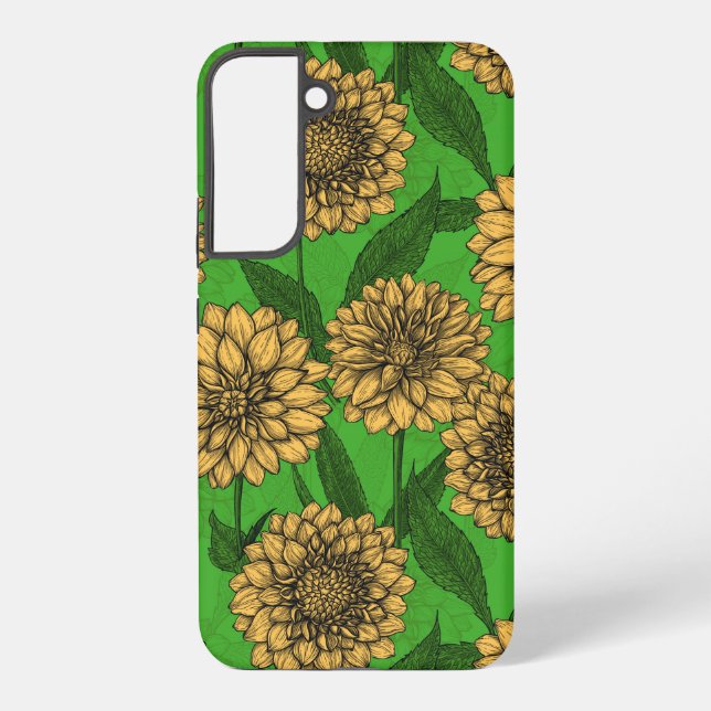 Dahlias in yellow and green samsung galaxy s22+ case (Back)